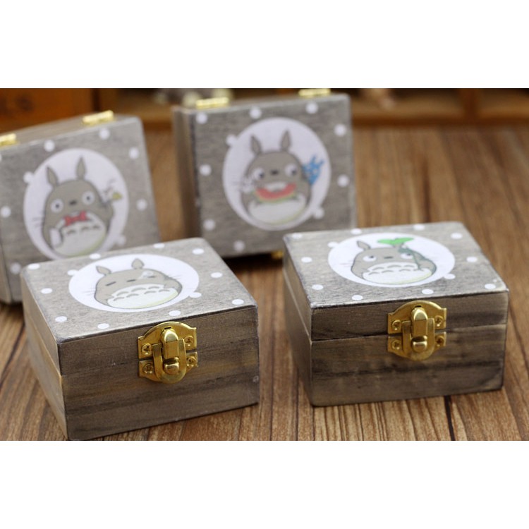 Termurah kotak musik kayu wooden music box desain studio ghibli totoro