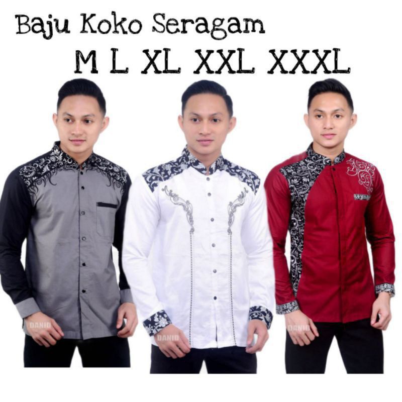 Baju Koko lengan panjang | Koko Batik pria | Baju Koko Dewasa Jumbo XXL XXXL