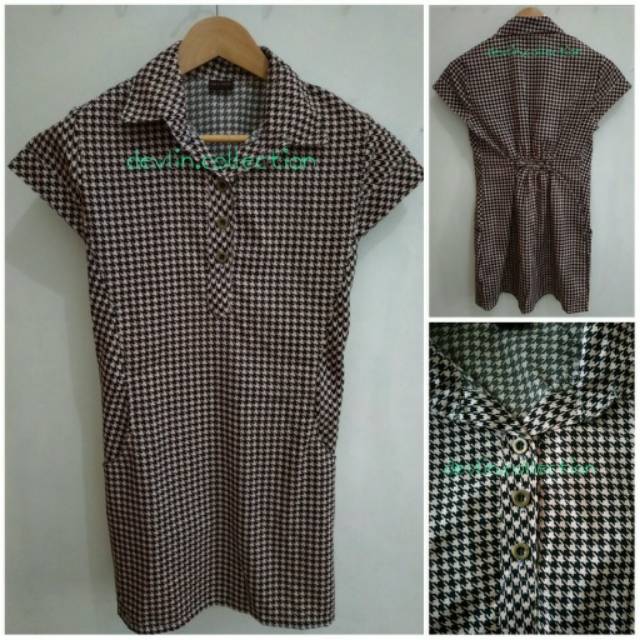 Blouse blus bangkok panjang baju wanita houndstooth hounds tooth import thailand