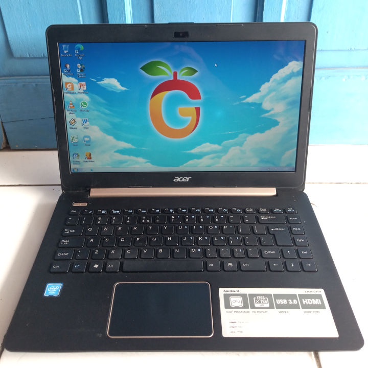 Acer One 14 L1410 Warna Gold Emas Slim Tipis HDD 500GB RAM 2GB Laptop Second Bekas Intel Celeron