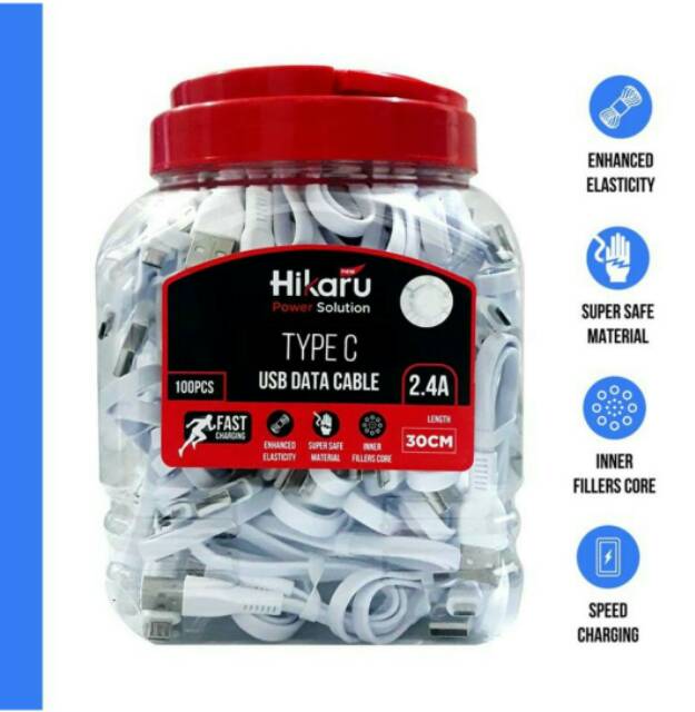 HIKARU power bank cable micro lightning type-C 30cm kabel charger hikaru Flash 2.4A