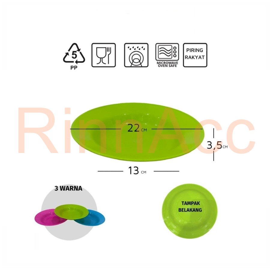 Piring Rakyat 22cm Makan Plastik Lentur KMP / Piring Plastik Murah / Piring Anyam Piring Ayam  Warna