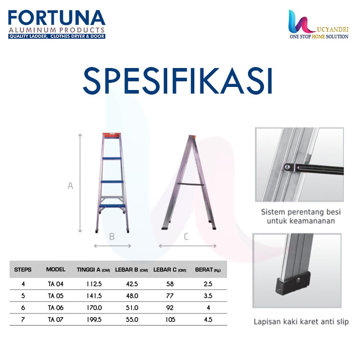 TANGGA ALUMINIUM LIPAT PREMIUM TANGGA FORTUNA ARENA TA07