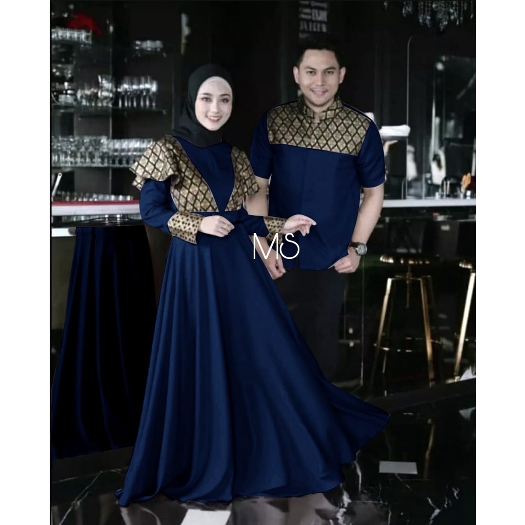 2 UKURAN L DAN XL CP PRINSA BATIK PAKAIAN PASANGAN COUPLE KEMEJA DAN GAMIS MAXY MS ADA VIDEO REAL PICT