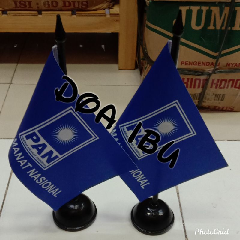 

best seller bendera meja bendera partai PAN+tiang kayu meja