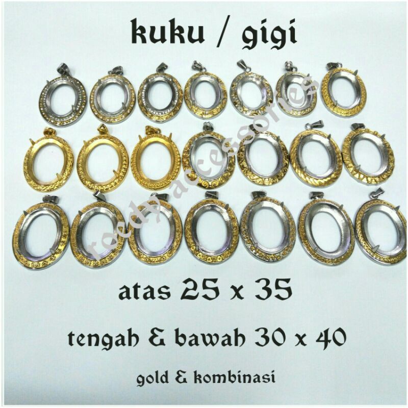 RcWL Cangkang/emban/rangka liontin batu titanium (stainless stell) 316L, 12 pcs (1 lusin)