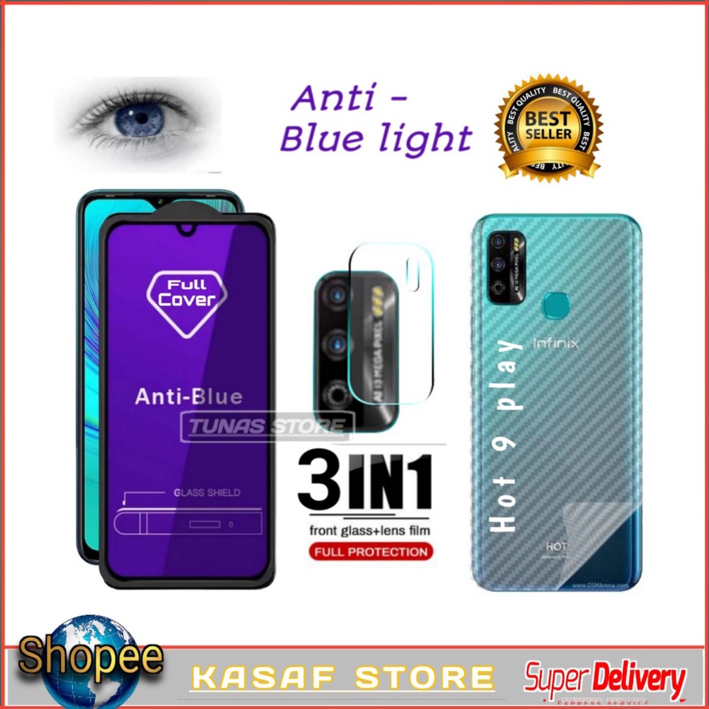 TEMPERED GLASS ANTI BLUE LIGHT HP INFINIX HOT 11 HOT 11 PLAY HOT 10 PLAY HOT 10S HOT 9 PLAY -PAKET 3