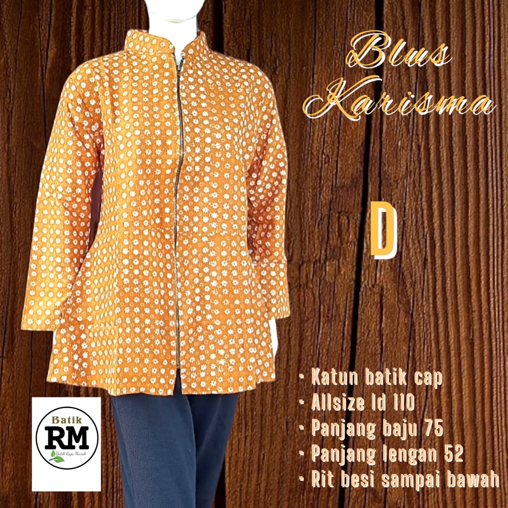 Blus karisma  cap full rit depan batik solo  blus atasan kerja modern dan trendy