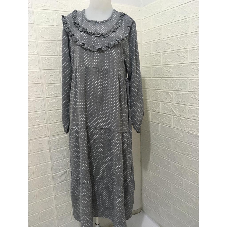 Midi Dress Crinkle Motif Polkadot | Dress Midi Busui Friendly Premium