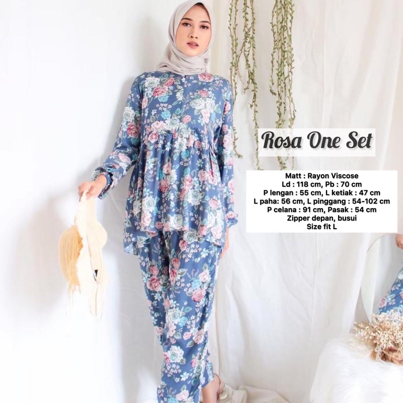 ONE SET RAYON PREMIUM / SETELAN RAYON DAILY ONE SET BAJU SETELAN WANITA-ROSA ONE SET