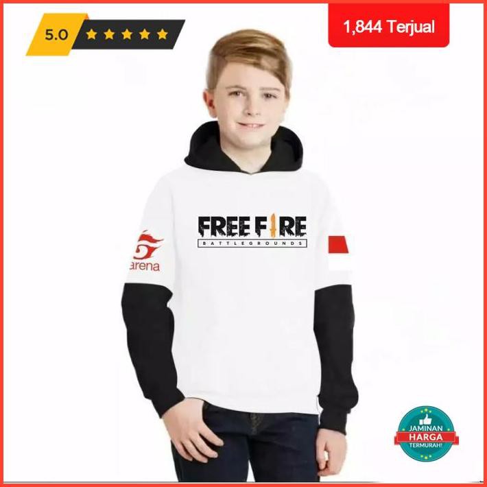 Sweater Anak Jaket Hoodie Xs S Free Fire Switer Usia 7 - 15 Thn Hudi - Hitam-Kuning, Xs (7-11 Tahun)