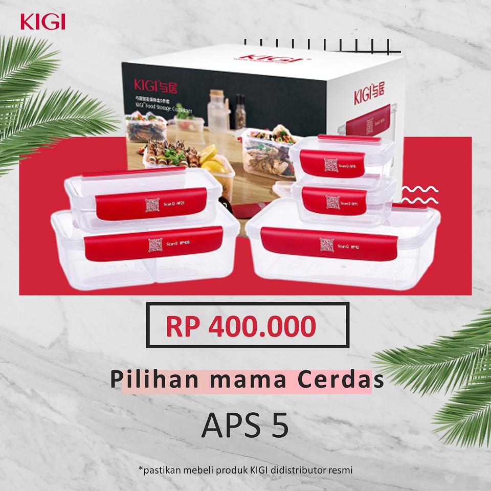 [ASLI] Kigi APS5 Smart Food Container - Wadah Makanan Pintar Dengan Aplikasi (1 Set Isi 5)