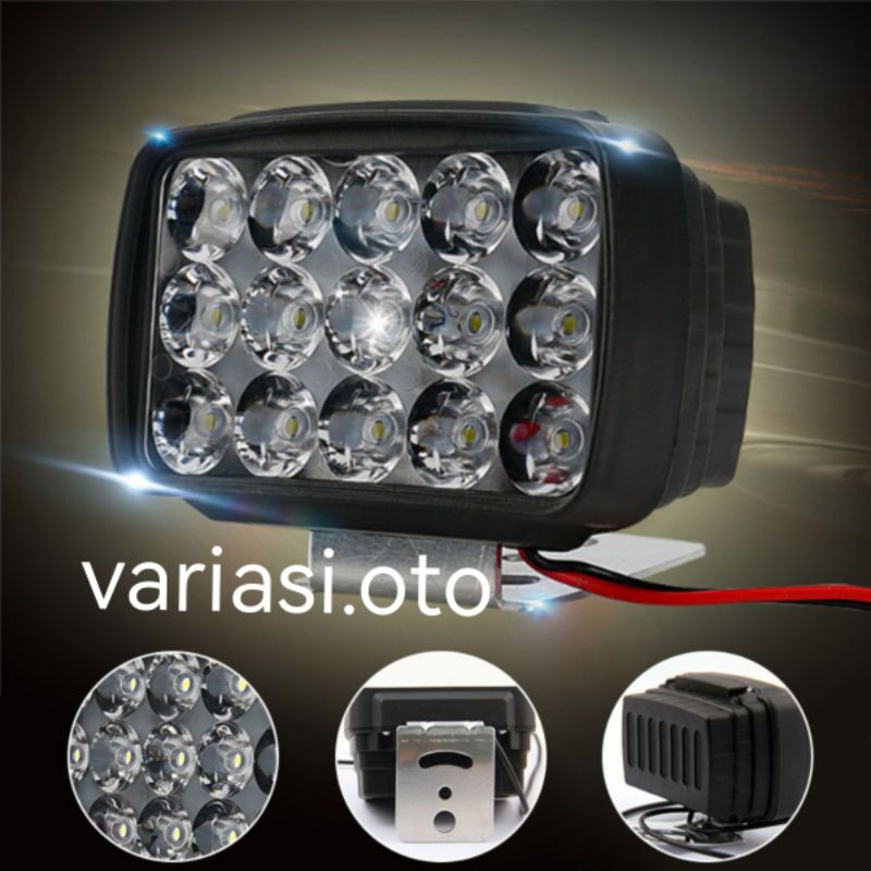 Lampu Tembak Sorot LED Motor 12 VOLT Work Light Cree 15 Mata /15 LED