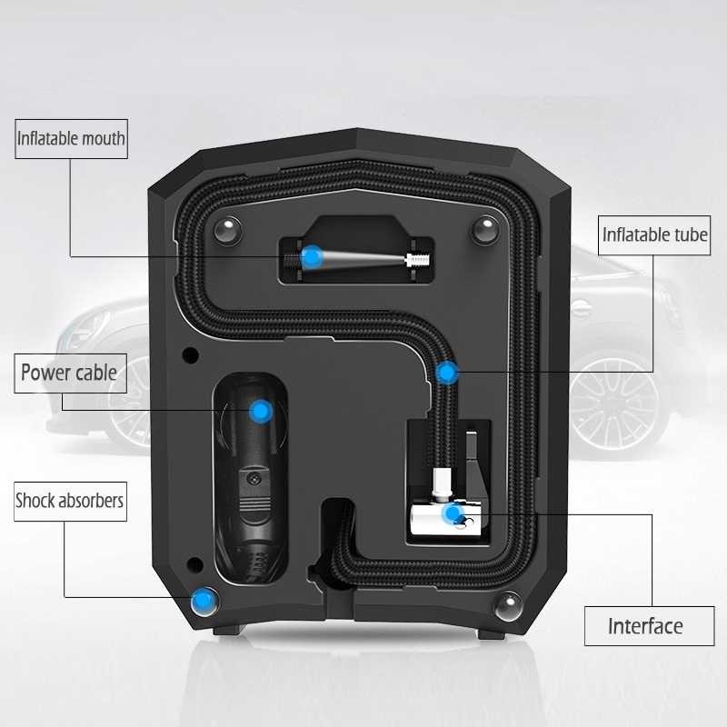 Pompa Angin Ban Mobil Elektrik Portable Inflator 150 PSI LCD LED Light