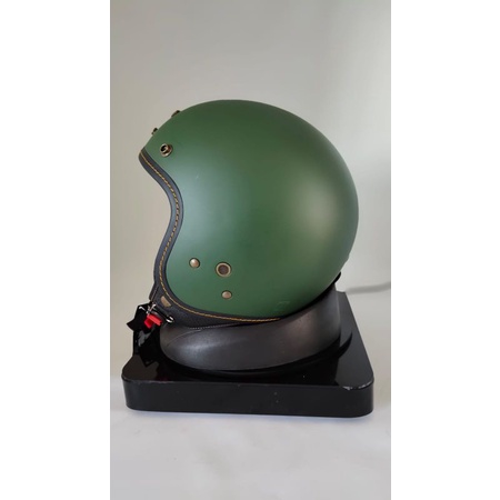 HELM NJS NR-80S Retro SOLID ORIGINAL PREMIUM FREE PET NJS (TOPI HELM BOGO) STANDART SNI Dewasa-Army doff