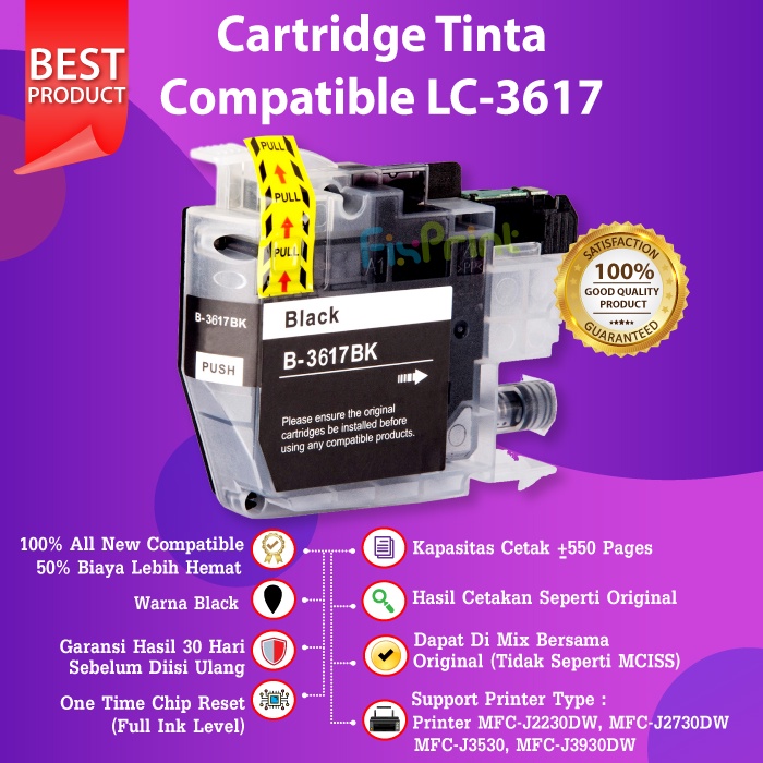 Compatible Cartridge Tinta LC-3617 LC3617 Brother MFC J3530dw J3930dw