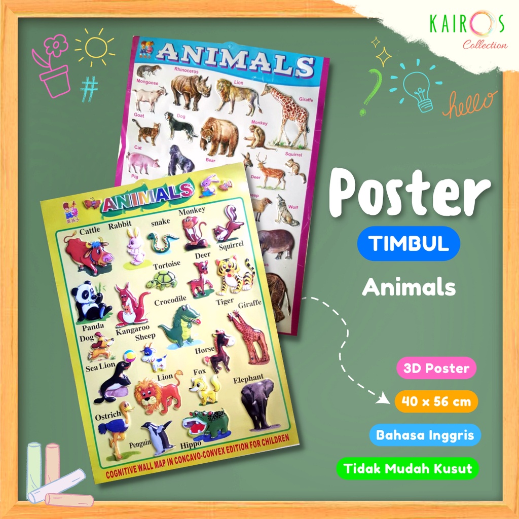 Poster Anak Timbul Animals Binatang