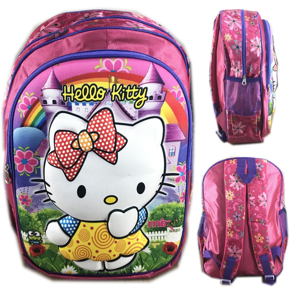 FREE ONGKIR + PROMO TERMURAH !!! Tas Ransel Sekolah SD Hello Kitty 2 Kantung 3D Timbul Solid