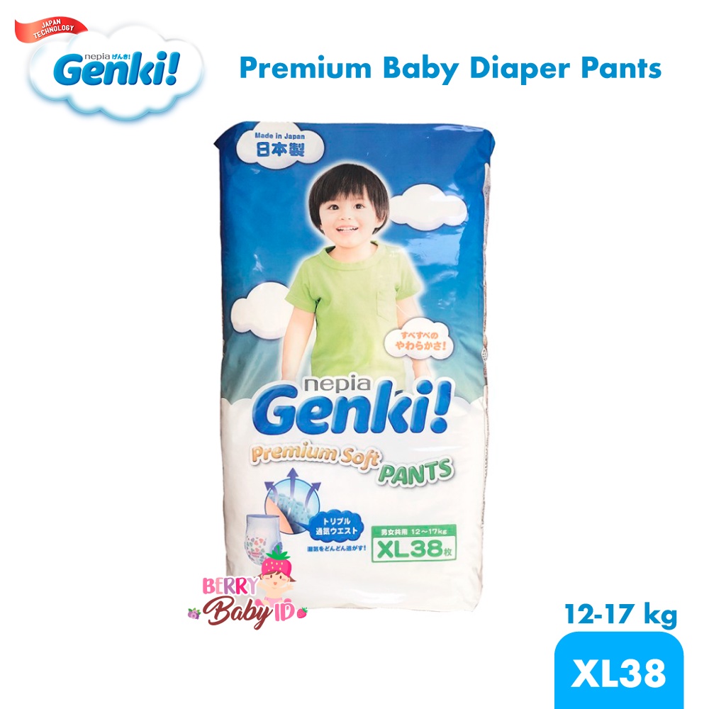 Nepia Genki Premium Diaper Pants Jumbo Popok Celana Bayi Diaper XL38 Berry Mart