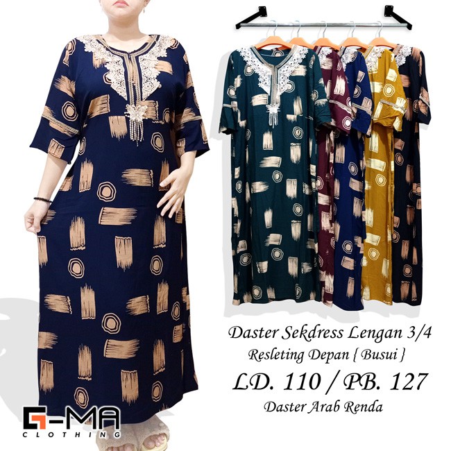 DASTER ARAB ZAHIRA LENGAN 3/4 | RESLETING DEPAN BUSUI | RAYON SANTUNG-1