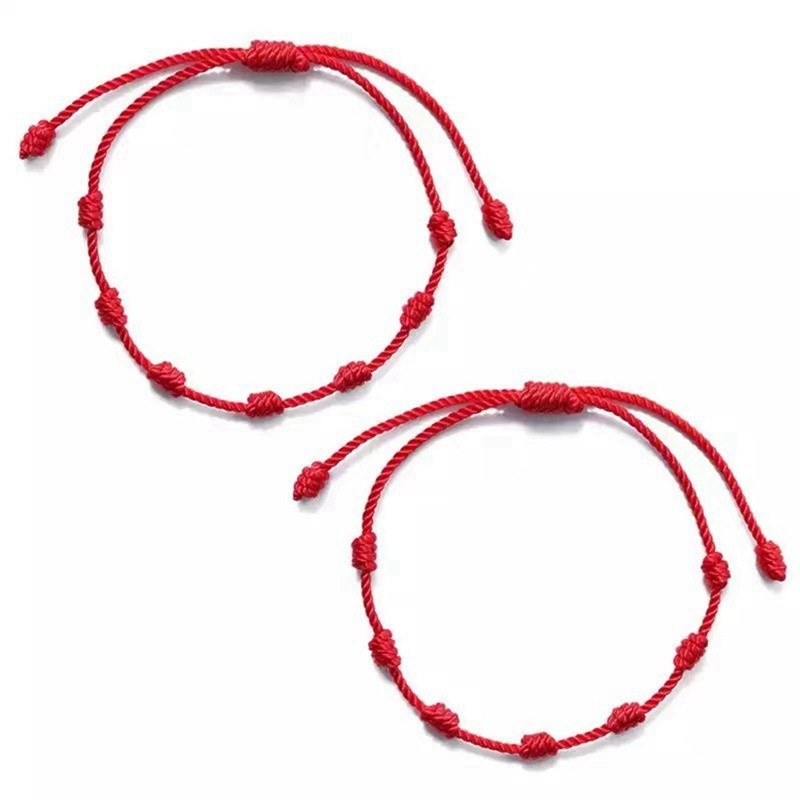 Lucky Red String Bracelet Kabbalah Amulet 7 Knots Protection Rope Man Women Gift