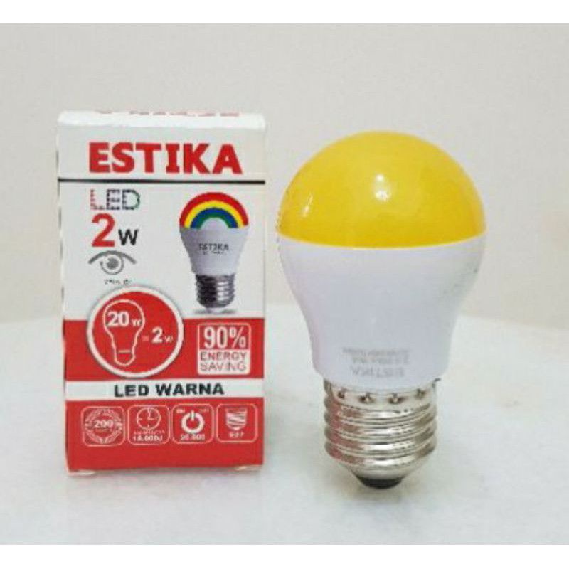 LAMPU LED WARNA ESTIKA 2 WATT BOHLAM LAMPU LED WARNA WARNI