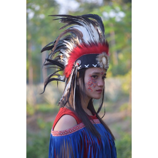 TOPI INDIAN-INDIAN HEADDRESS MOHAWK PERMATA WARNA