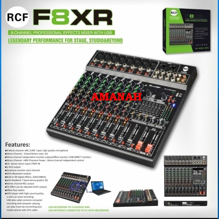 MIXER RCF F8XR MIXER 8 CHANNEL USB BLUETOOTH RECORDING PC F8XR