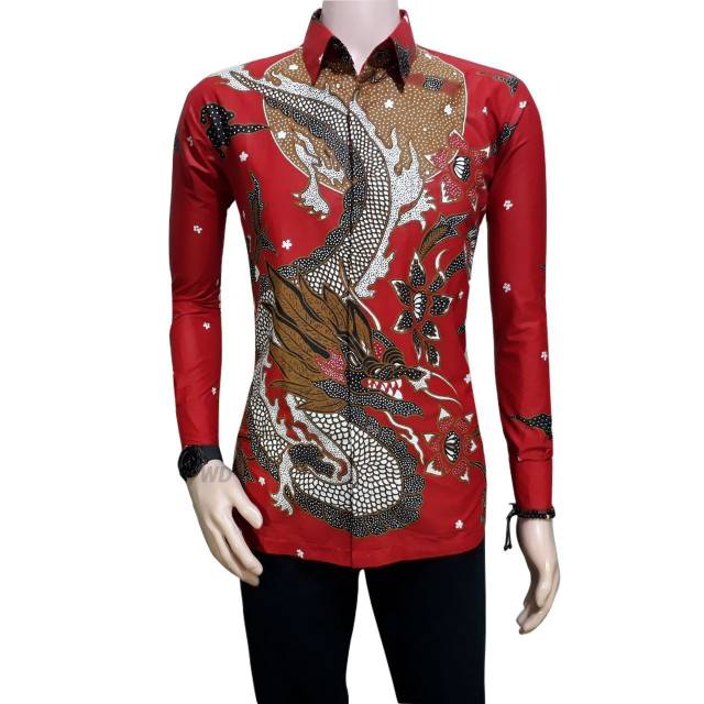 Kemeja batik motiv naga merah / CMR WD