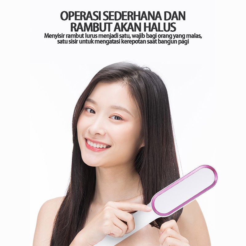 Catok Sisir Pelurus Rambut Hair Straightener Curler 2 in 1 catokan sisir listrik / Sisir Rambut Lurus Ion Negatif