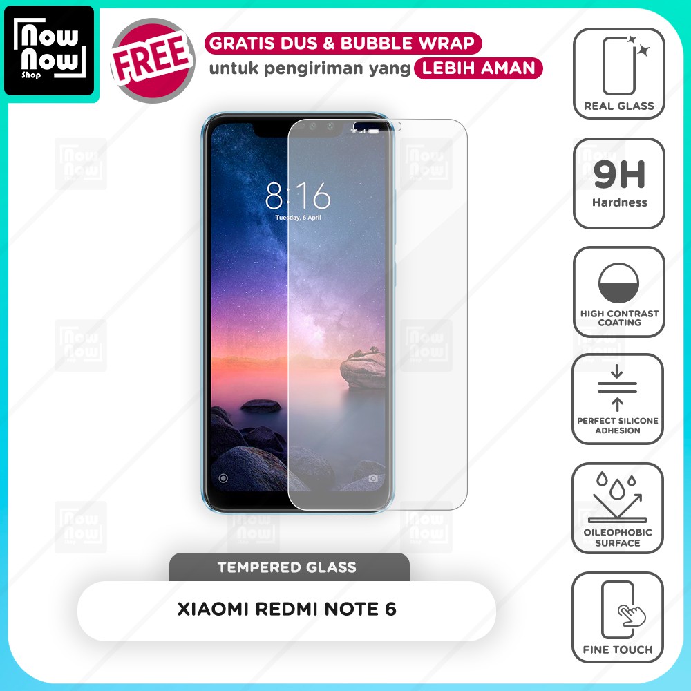 Tempered Glass Anti Gores Xiaomi Redmi Note 6 Screen Guard Protector 9H Kaca Temperglass