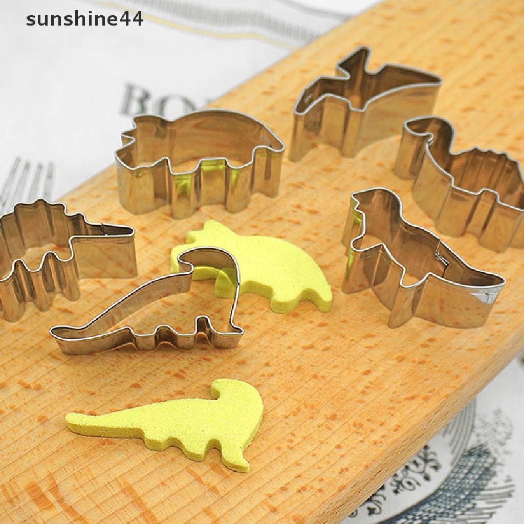 Sunshine 6pcs Cetakan cutter stainless steel Bentuk Dinosaurus Untuk Dekorasi Kue / Biskuit