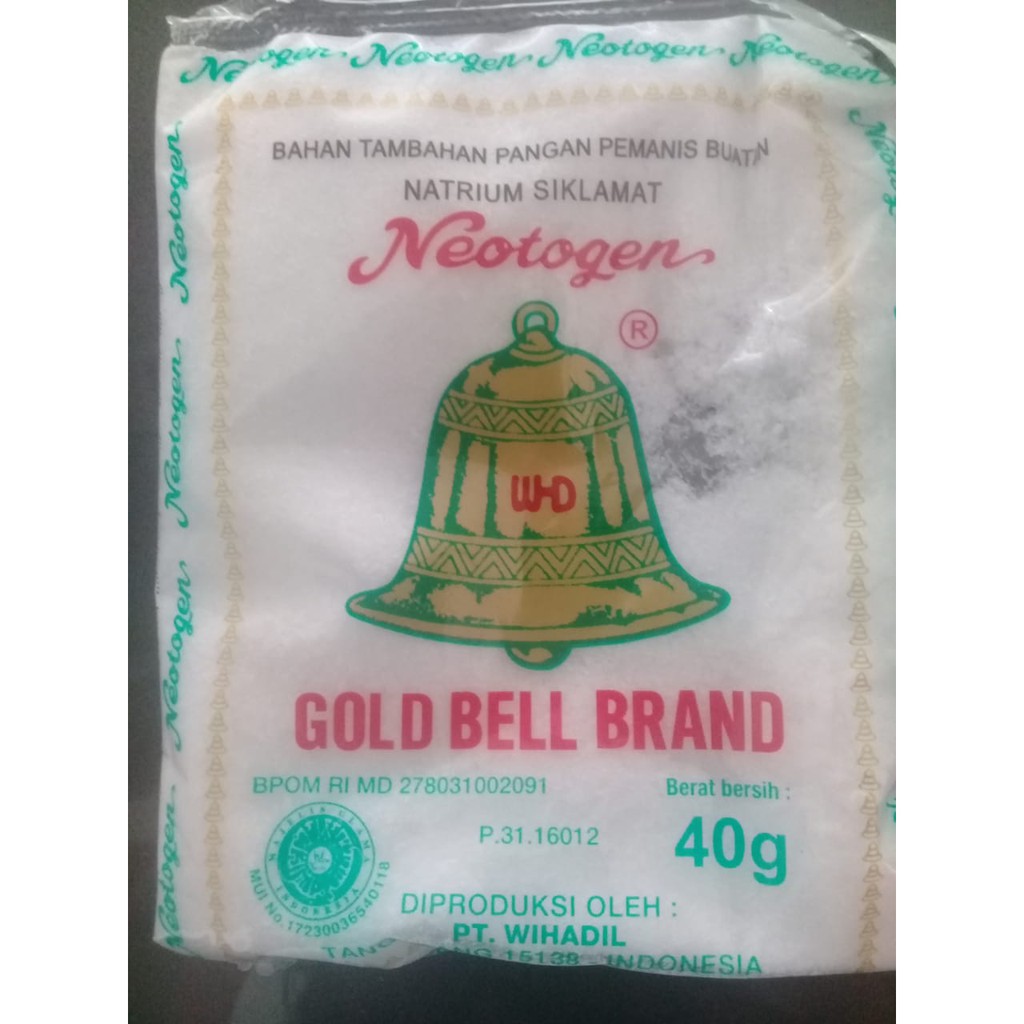

NATRIUM SIKLAMAT GOLD BELL BRAND 40gr (PEMANIS BUATAN)