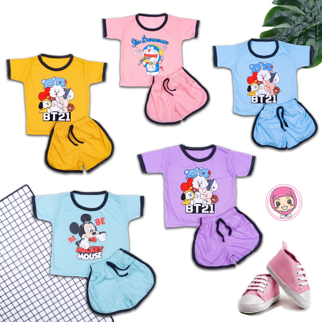 [PROMO-COD] Setelan Baju Anak Karakter BT21 Kaos Setelan Anak BT21 Baju Anak Karakter BT21 Setelan C