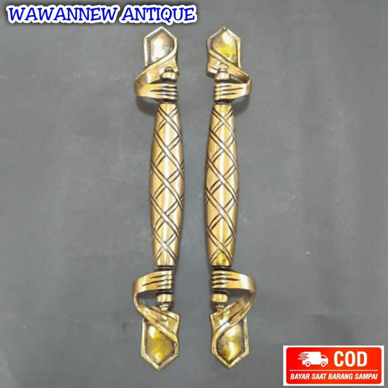 Handle Pintu / Gagang Pintu Rumah Pagar Kuningan Motif Ukir 30cm