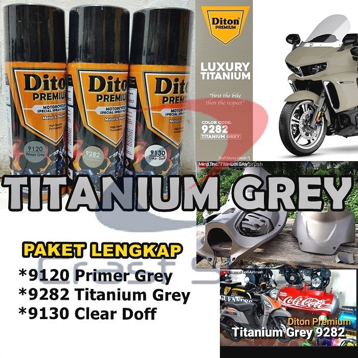 Paket Lengkap Cat Pilox Diton Premium 9282 Titanium Grey Abu Dop 400cc