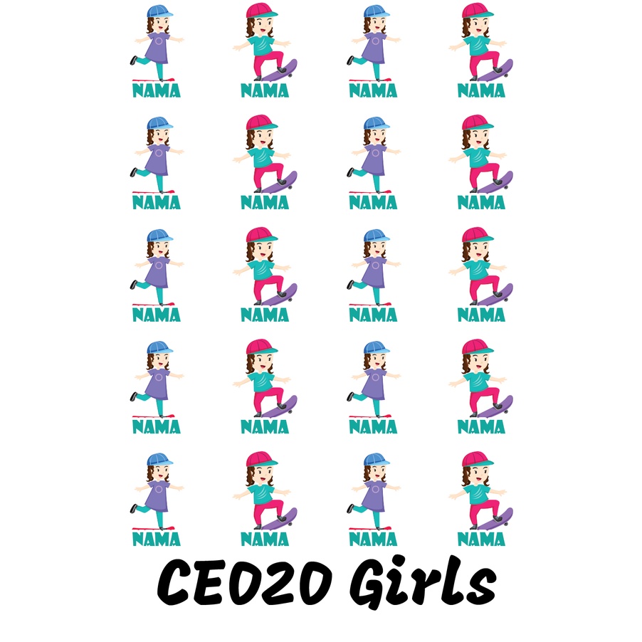 

Sticker Nama Cutting Label Waterproof Tahan Air Girls Sport 20 (CE020)