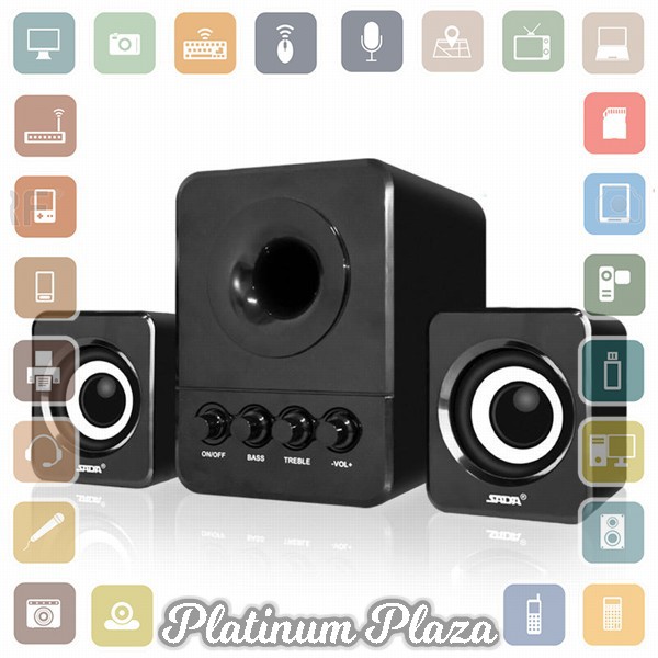 SADA D-203 Speaker Stereo 2.1 with Subwoofer &amp; USB Power - Black`SYA7RC-