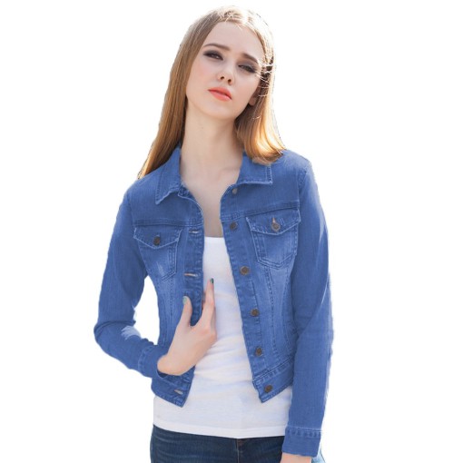 Fifi FASHION Jaket Denim Jeans Washed Tangan Panjang Wanita - Joyce