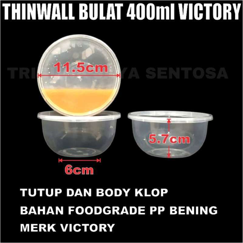 Thinwall Bulat 400ml per Pack Mangkok Plastik Bowl Mangkuk Makanan 400 ml Murah