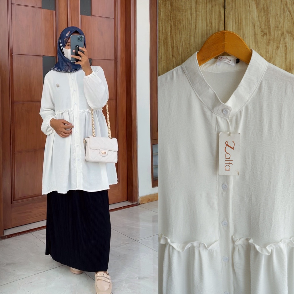 AMALINA tunik by ZALFA OUTFIT / tunik polos / kemeja panjang / tunik crincle