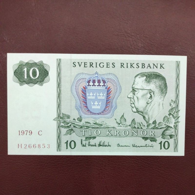 UANG ASING SWEDEN 10 KRONOR SVERIGES RIKSBANK TAHUN 1979