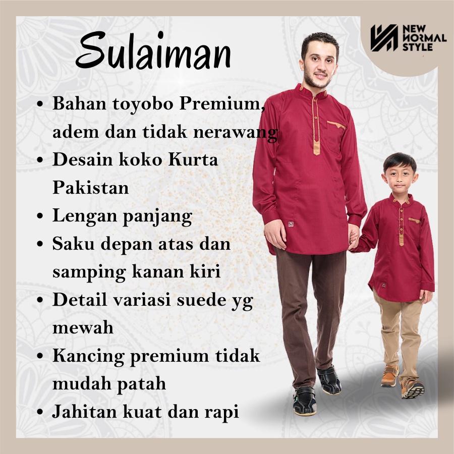 Sulaiman Couple Series Baju Kemeja koko Kokoh Kemko Pria Dewasa Couple Ayah dan Anak Laki Laki Cowok 8 10 12 13 Tahun Lengan Panjang Terbaru 2022