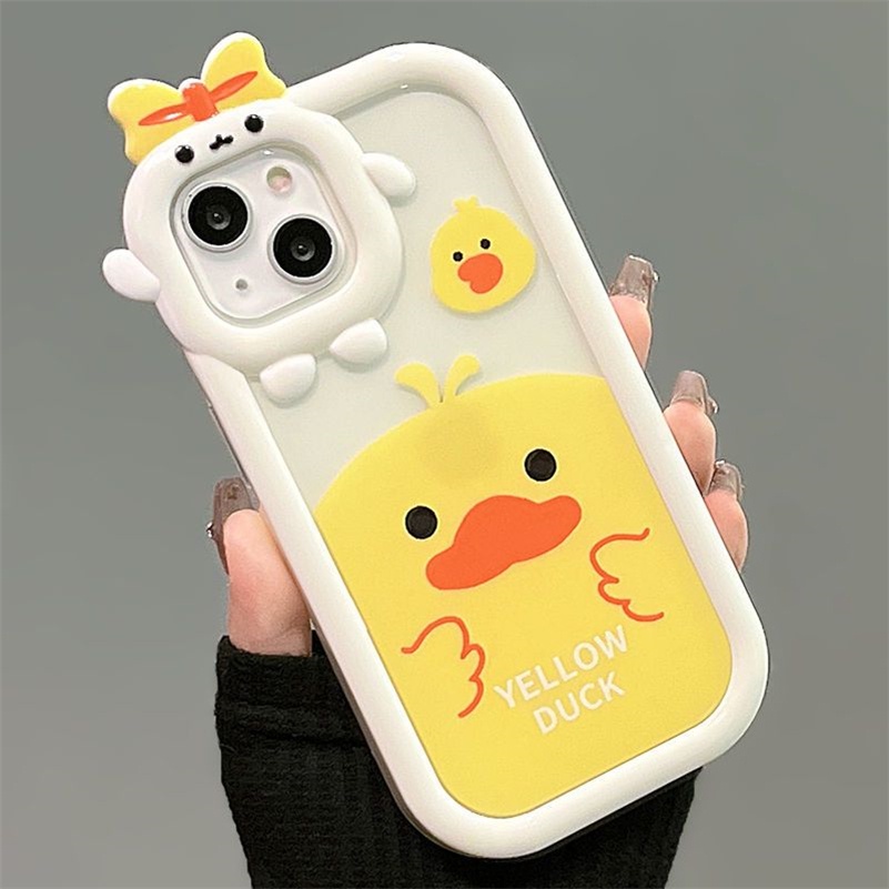 Case Pelindung Lensa Bumper Shockproof Motif Kartun Bebek Kuning Untuk iPhone 14 13 12 11 Pro Max X Xr Xs Max 7 8 6 6s Plus SE 2020