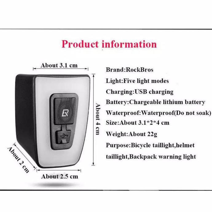 Rockbros Lampu Sepeda Belakang Sadel Helm Rockbros Led Sepeda Perdanastoreid