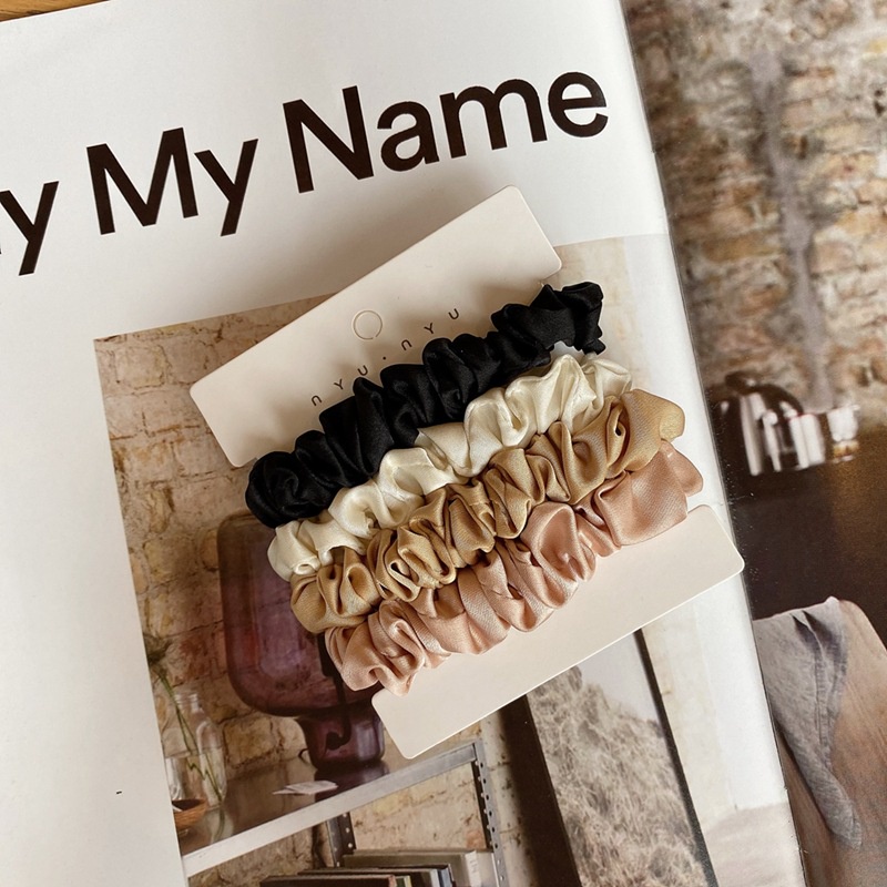 1 Set Ikat Rambut Gulungan Handuk Satin Sutra Nyaman Dan Elastisitas Tinggi Import Ala Korea Fashion Kesederhanaan Tali Rambut Femini-6