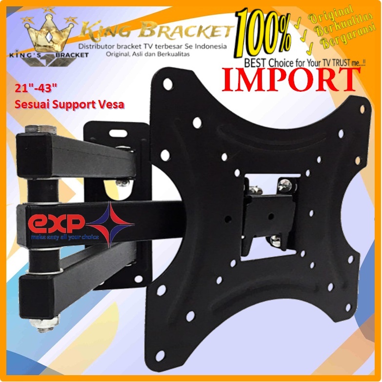 Bracket TV XIAOMI 14 s/d 43 inch 6 ARAH FULL BESI SUPER KOKOH GARANSI 100% ORI