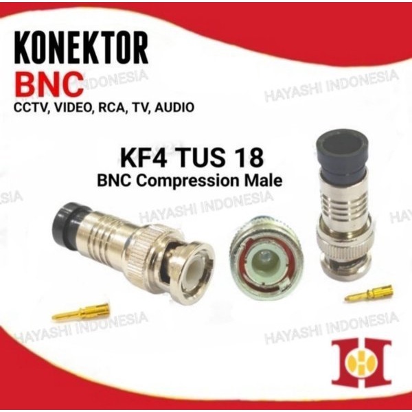 Connector Jack Konektor Jek BNC CCTV Male Female F Compression Taiwan - 5pcs