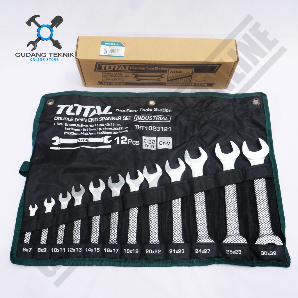 Kunci Pas 1 SET 12pcs 6-32mm TOTAL THT1023121 / Double Open End Spanner Set 12 Pcs TOTAL