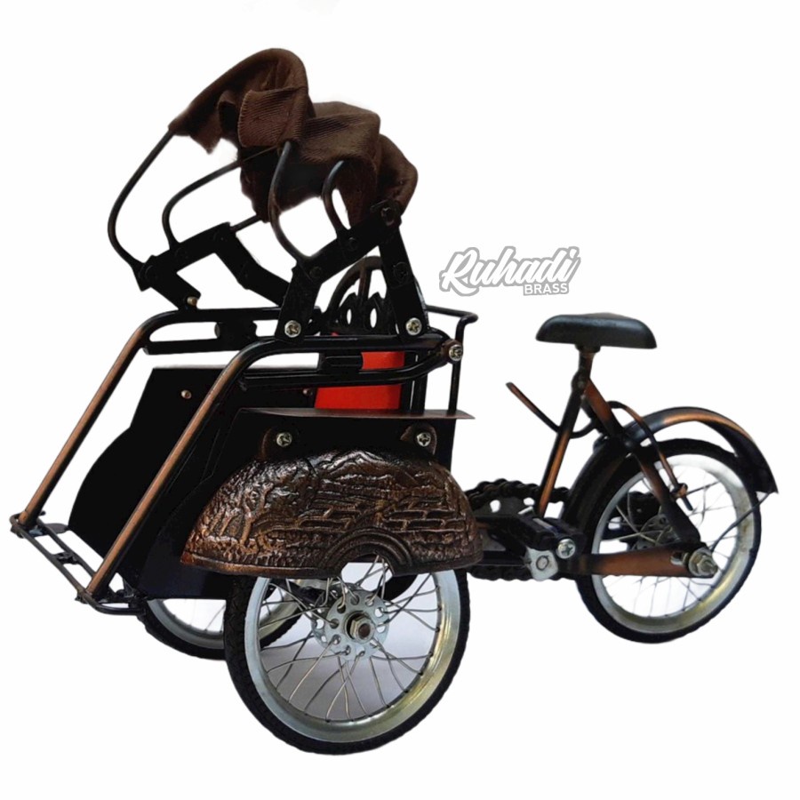 Miniatur Becak Jawa /Becak Jogja / Becak Surabaya / Besi 29x10x20cm